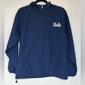 Champion UCLA Women’s 1/4 Zip Blue Hooded Windbreaker Size Small